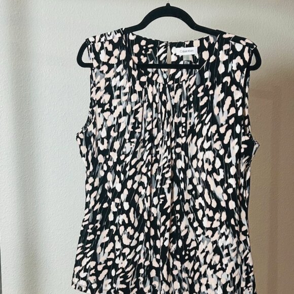 NEW Calvin Klein Abstract Sleeveless Pink/Gray/Black Blouse, NWOT - Picture 5 of 5